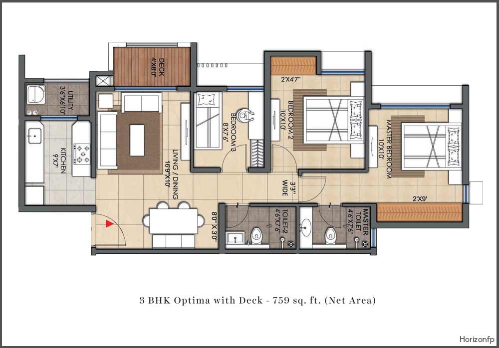 3 BHK With Deck