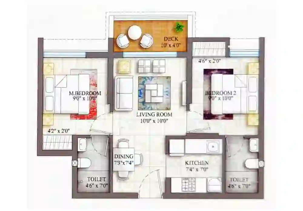 2 BHK With Deck