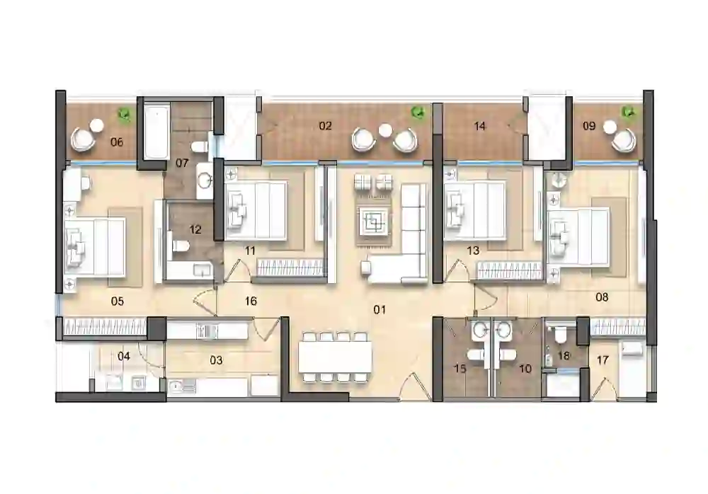 4 BHK With Study